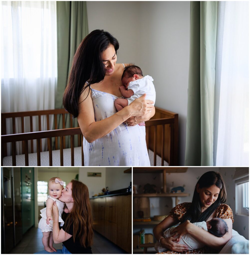 Photo collage of moms and their newborn baby. 