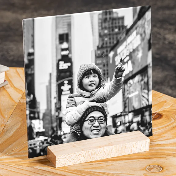 Unique photo gifts for mom: tabletop photo tiles from mpix.