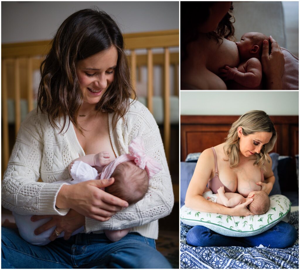 Collage of moms breastfeeding their babies.