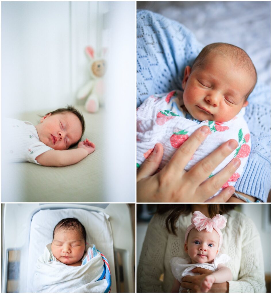 Collage of newborn baby portraits.