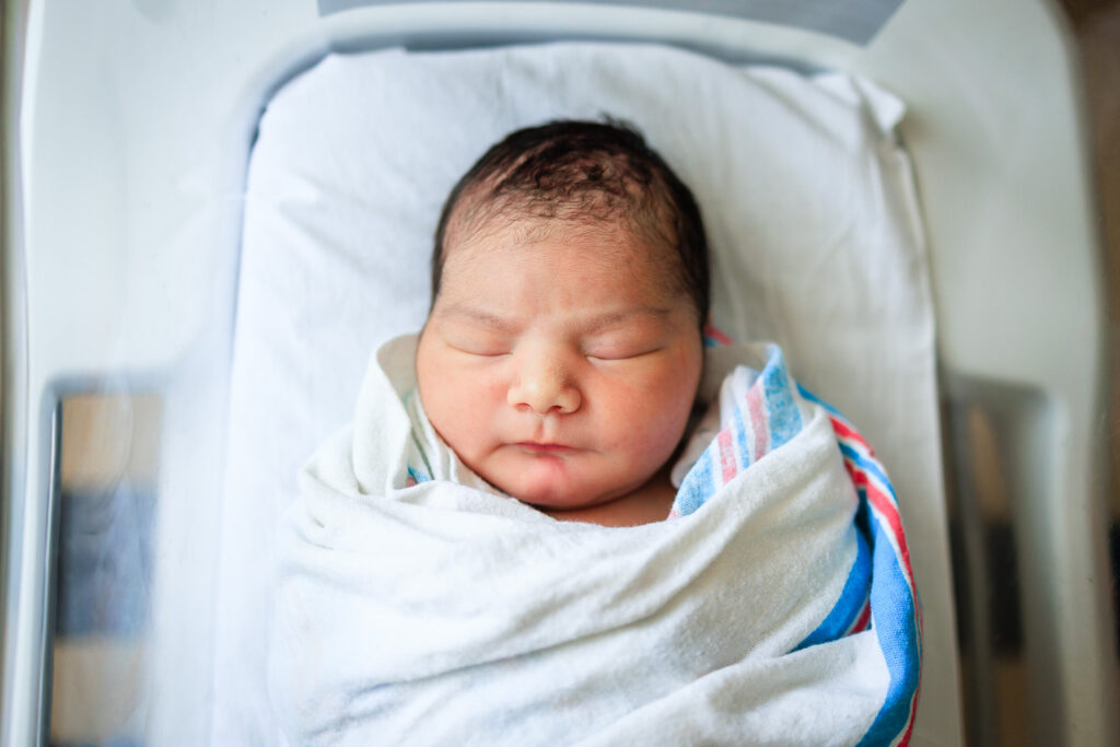 Hospital newborn photo of 1-day-old  baby boy.